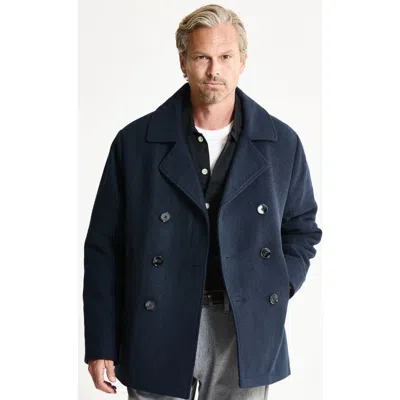 Jachs Quilted Lined Wool Blend Peacoat In Navy
