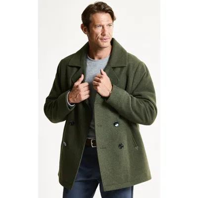Jachs Quilted Lined Wool Blend Peacoat In Olive