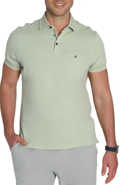 Jachs Solid Cotton Polo In Sage Green