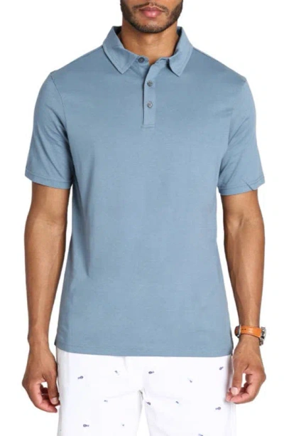 Jachs Solid Pima Cotton Polo In Blue