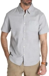 JACHS JACHS SOLID SHORT SLEEVE COTTON & LINEN BUTTON-UP SHIRT