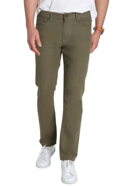 Jachs Straight Leg Linen Blend 5-pocket Pants In Green