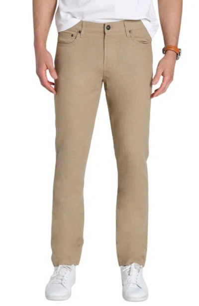 Jachs Straight Leg Linen Blend 5-pocket Pants In Brown