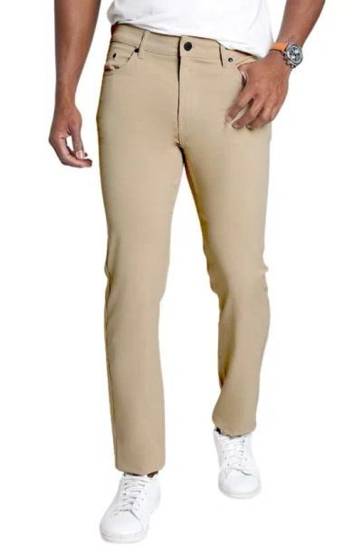 Jachs Straight Leg Tech 5-pocket Pants In Khaki