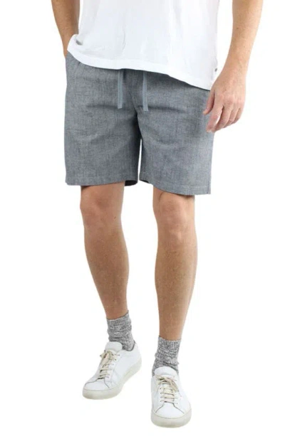 Jachs Stretch Chambray Pull-on Shorts In Grey