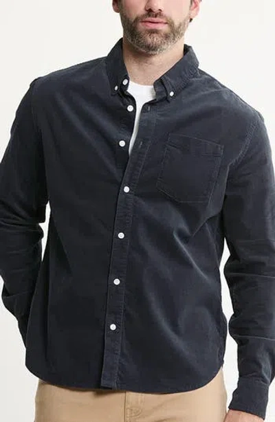 Jachs Stretch Corduroy Button-down Shirt In Blue