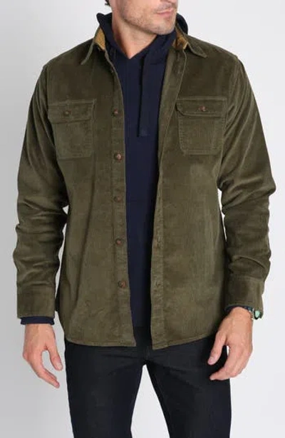 Jachs Stretch Corduroy Overshirt In Green