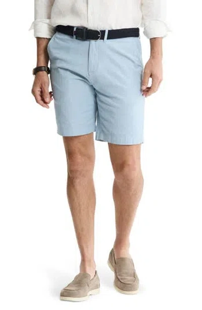Jachs Stretch Cotton Chambray Shorts In Blue