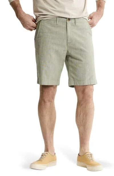 Jachs Stretch Cotton Chambray Shorts In Green
