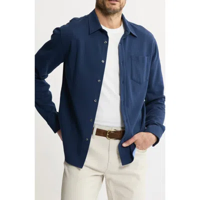 Jachs Stretch Pima Cotton Button-up Shirt In Blue