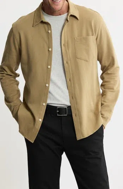 Jachs Stretch Pima Cotton Button-up Shirt In Brown