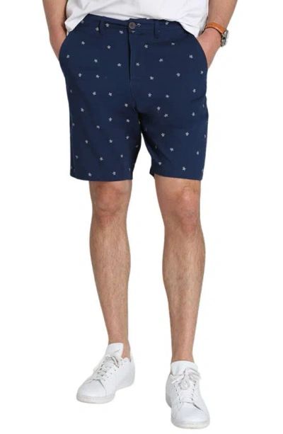 Jachs Stretch Twill Chino Shorts In Navy Micro Turtle Print