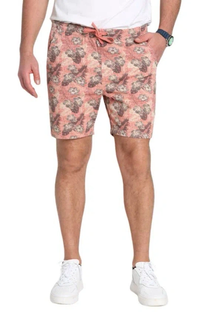 Jachs Stretch Twill Pull-on Shorts In Pink Floral Print