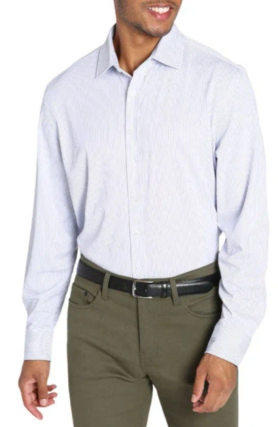 Jachs Stripe Button-up Shirt In White/ Navy Stripe