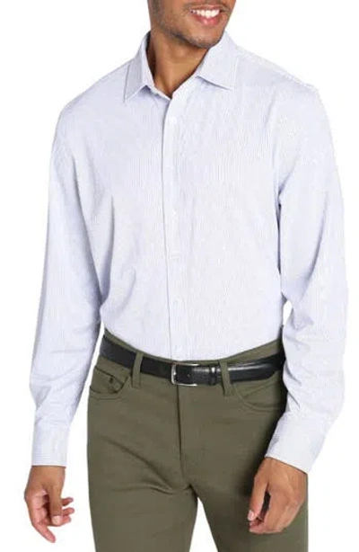 Jachs Stripe Button-up Shirt In White/navy Stripe