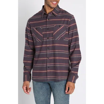 Jachs Stripe Flannel Button-up Shirt In Brown Stretch Plaid