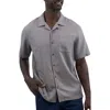 Jachs Suffolk Linen Blend Camp Shirt In Charcoal