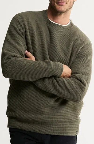 Jachs Textured Crewneck Sweatshirt With Faux Shearling Lining In Green