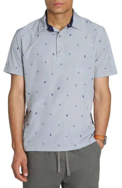 Jachs Tropical Print Polo In Gray