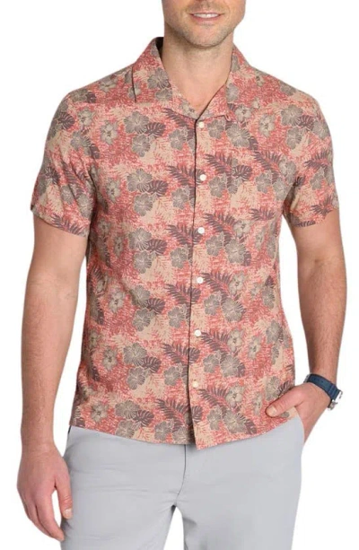 Jachs Tropical Print Short Sleeve Button-up Shirt In Pink Tropical Print