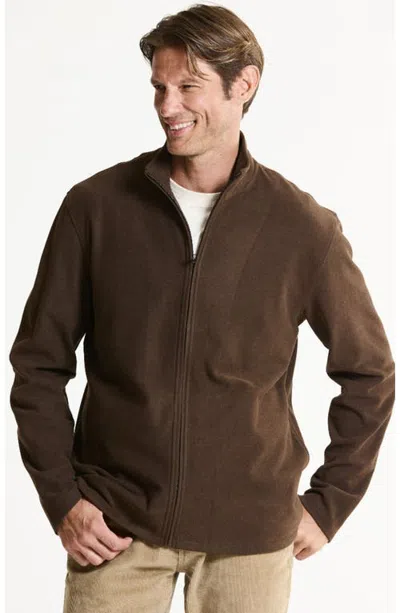 Jachs Ultra Soft Heather Knit Full Zip In Chocolate
