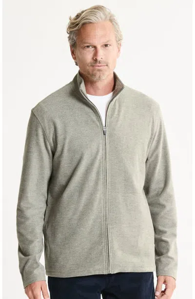 Jachs Ultra Soft Heather Knit Full Zip In Olive