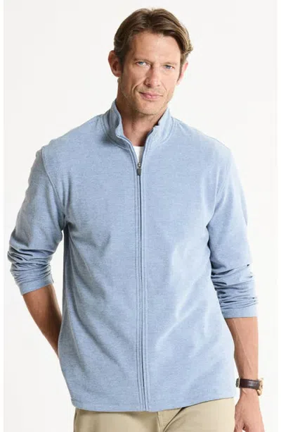 Jachs Ultra Soft Heather Knit Full Zip In Slate Blue