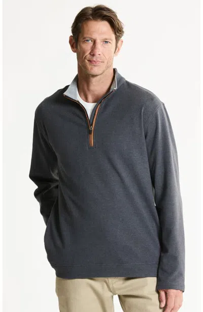 Jachs Ultra Soft Heather Pullover Quarter Zip In Black