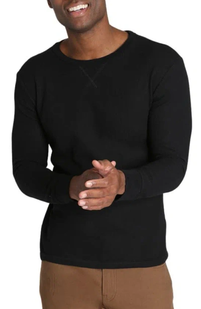 Jachs Waffle Knit Long Sleeve T-shirt In Black