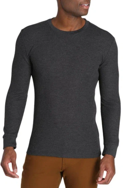 Jachs Waffle Knit Long Sleeve T-shirt In Charcoal