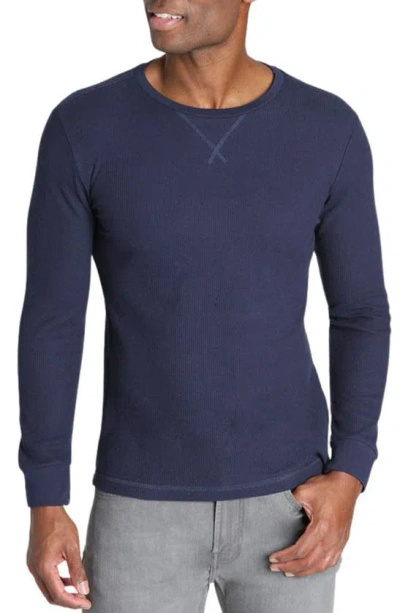Jachs Waffle Knit Long Sleeve T-shirt In Navy