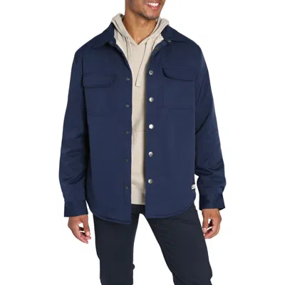 Jachs Windsor Performance Faux Shearling Lined Shirt Jacket In Navy