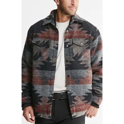 Jachs Wool Blend Faux Fur Lined Shirt Jacket In Animal Print