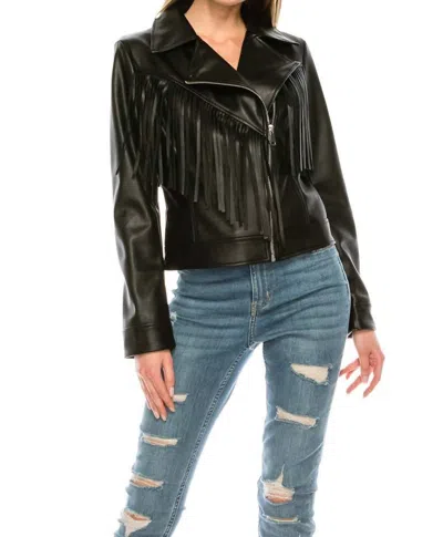 Jack And Jill Fringe Jacket In Black In Gray