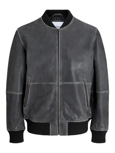 Jack & Jones Jackets And Jackets Man Jack And Jones 12278804 Jjecharge Leather Black In Gray