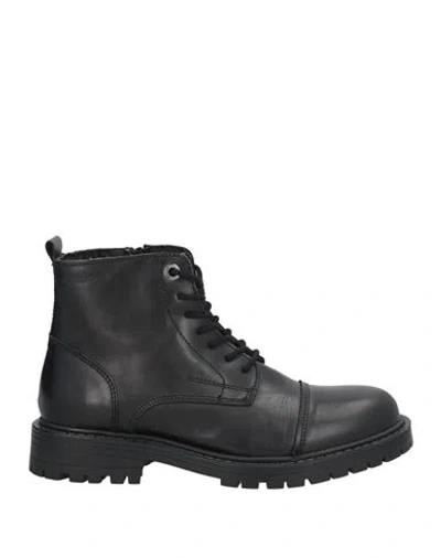 Jack & Jones Man Ankle Boots Black Size 12 Leather