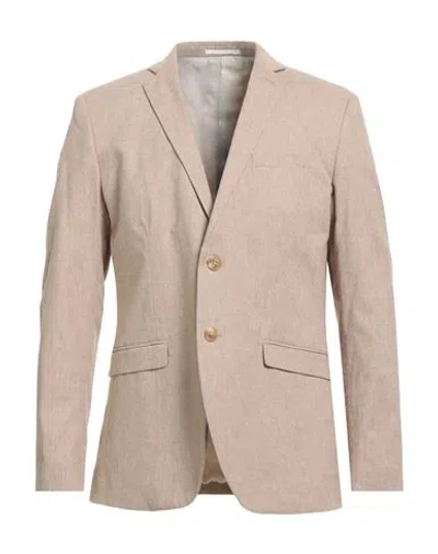 Jack & Jones Man Blazer Beige Size 46 Linen, Cotton