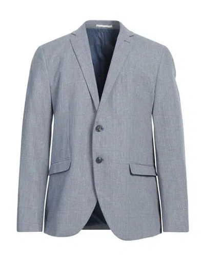 Jack & Jones Man Blazer Light Blue Size 42 Linen, Cotton In Black