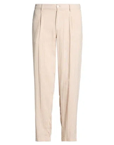 Jack & Jones Man Pants Sand Size 33 Linen, Cotton In Brown