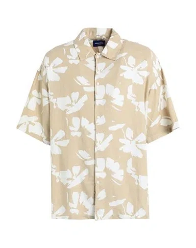 Jack & Jones Camp Collar Floral Print Short Sleeve Shirt In Neutral