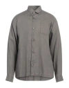 Jack & Jones Man Shirt Grey Size L Linen In Grey