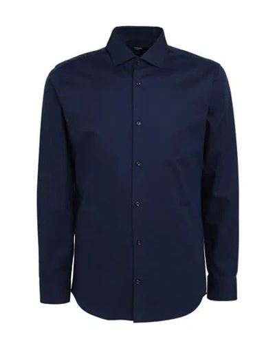 Jack & Jones Man Shirt Navy Blue Size 16 ½ Cotton