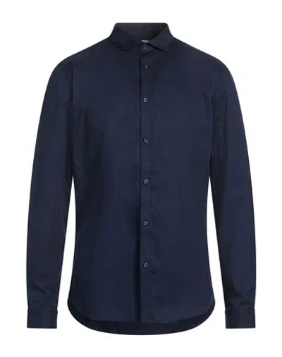 Jack & Jones Man Shirt Navy Size S Cotton In Blue