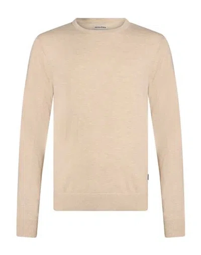 Jack & Jones Man Sweater Beige Size M Cotton, Recycled Polyester