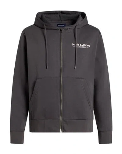 Jack & Jones Man Sweatshirt Lead Size Xxl Cotton, Recycled Polyester In Gray