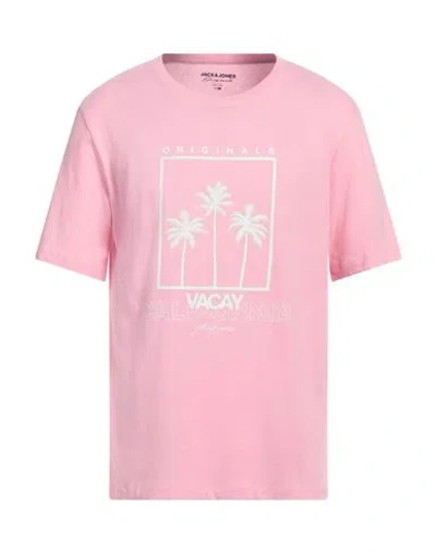 Jack & Jones Man T-shirt Pink Size L Cotton