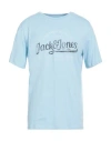 Jack & Jones Man T-shirt Sky Blue Size Xxl Cotton In Blue