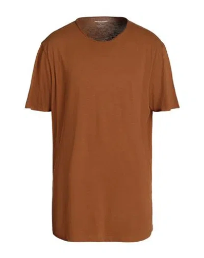 Jack & Jones Man T-shirt Tan Size Xxl Cotton, Organic Cotton In Brown