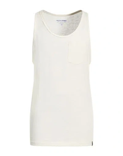 Jack & Jones Man Tank Top Ivory Size Xl Cotton In Neutral