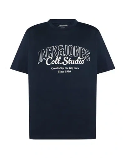 Jack & Jones Man T-shirt Navy Size M Cotton In Blue